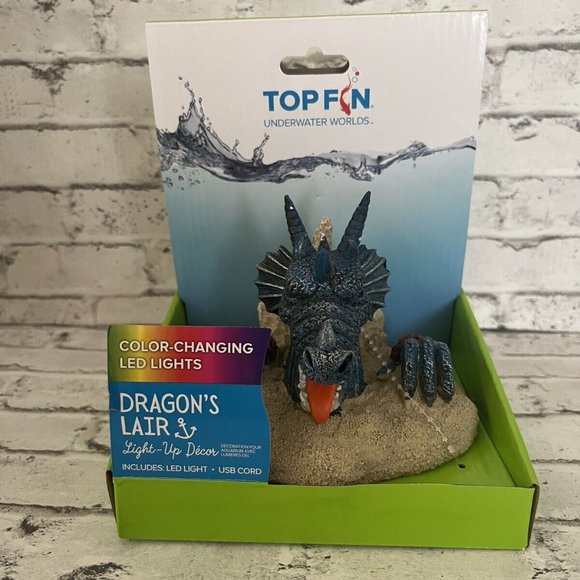 Top Fin Dragon’s Lair Aquarium LED Light Up Decor NIB - Picture 1 of 3
